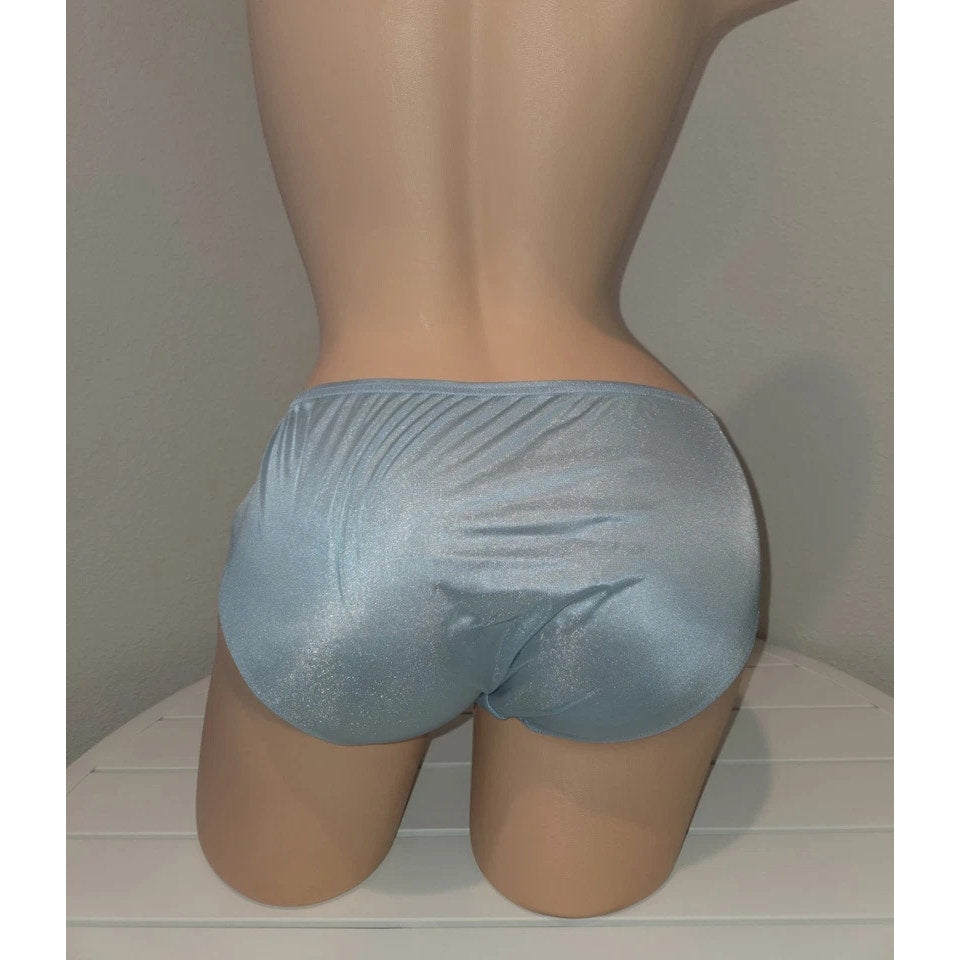 Shadowline 11032 Bikini Panty Shiny Nylon Full Cut Silky Blue Drift