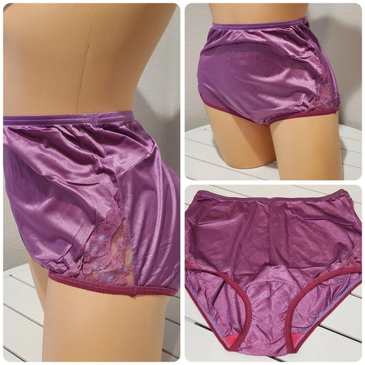 Vanity Fair Lace Nouveau Nylon Full Cut Panty Lace Shiny Wild Purple 2 Tone Lace Star Vintage And More LLC