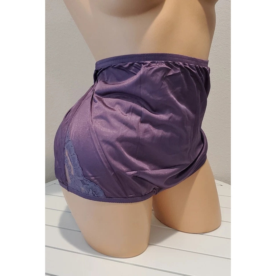 Vanity Fair Lace Nouveau Nylon Full Cut Panty Lace Shiny Purple Mystery 10/3XL