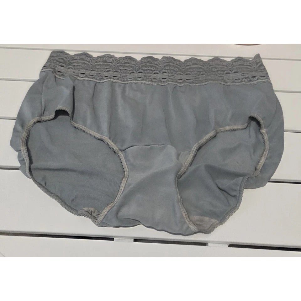 Olga Secret Hug Full Coverage Brief Panty Nylon Silky Tinsel Silver