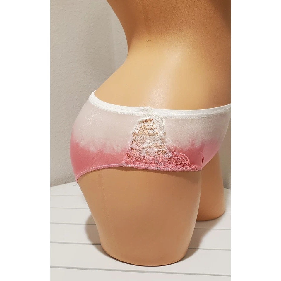 Shadowline 11182 Lace Insets Bikini Panty Shiny Nylon Intense Pink Static - Star Vintage & More