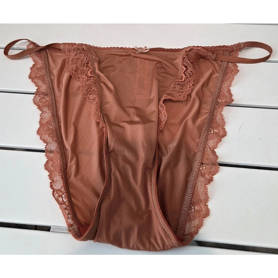 Victoria's Secret Dream Angels Smooth Shiny String Bikini Panty Burnt Orange 8