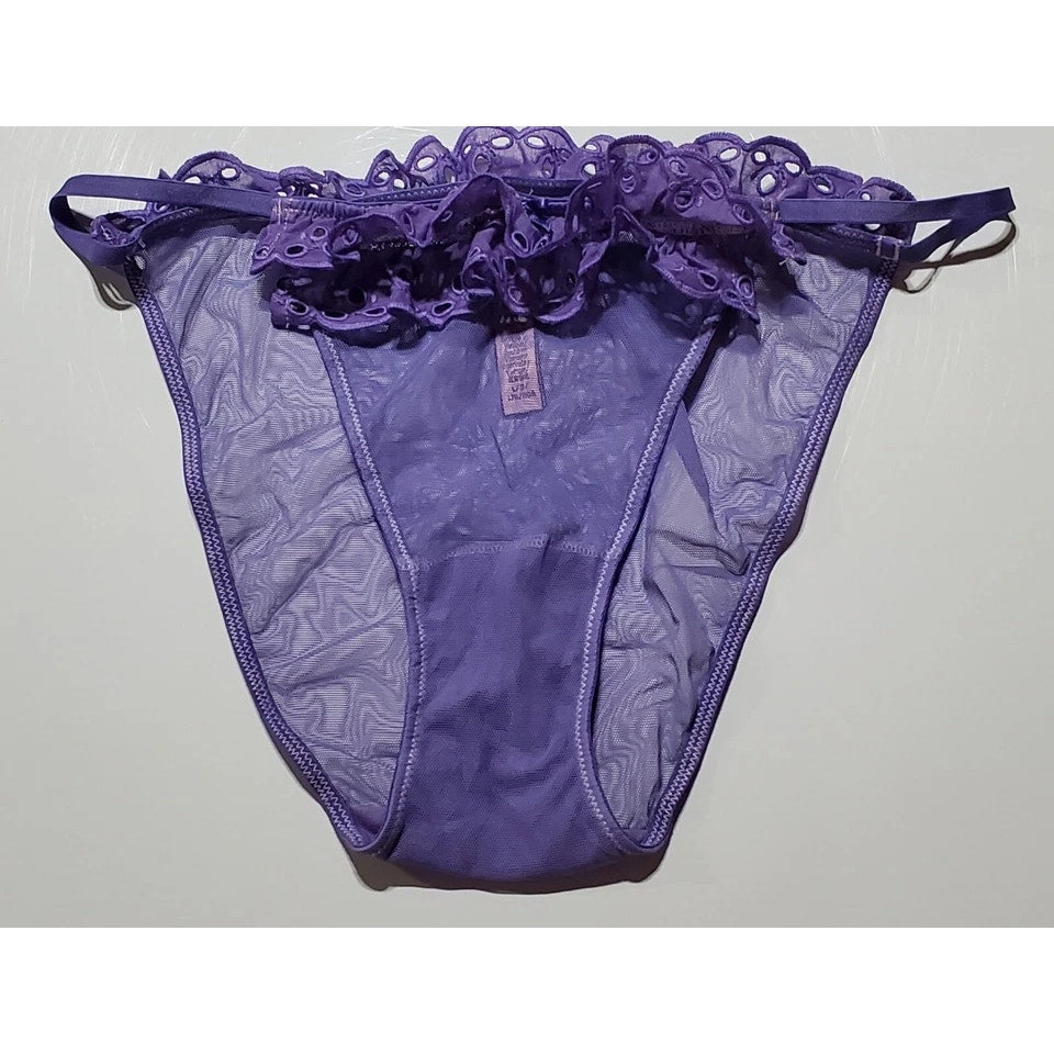 Victoria's Secret Dream Angels String Bikini Panty Sheer Ruffle Purple Jasmine 7