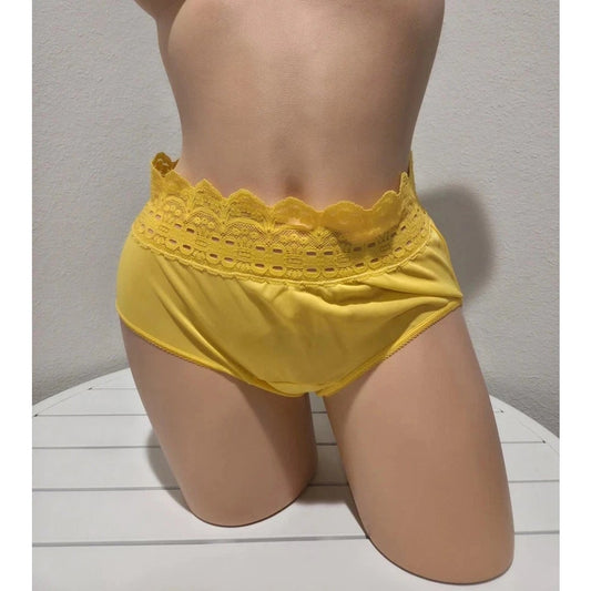 Olga Secret Hug Full Coverage Brief Panty Nylon Silky Sun Goddess Yellow Star Vintage And More LLC
