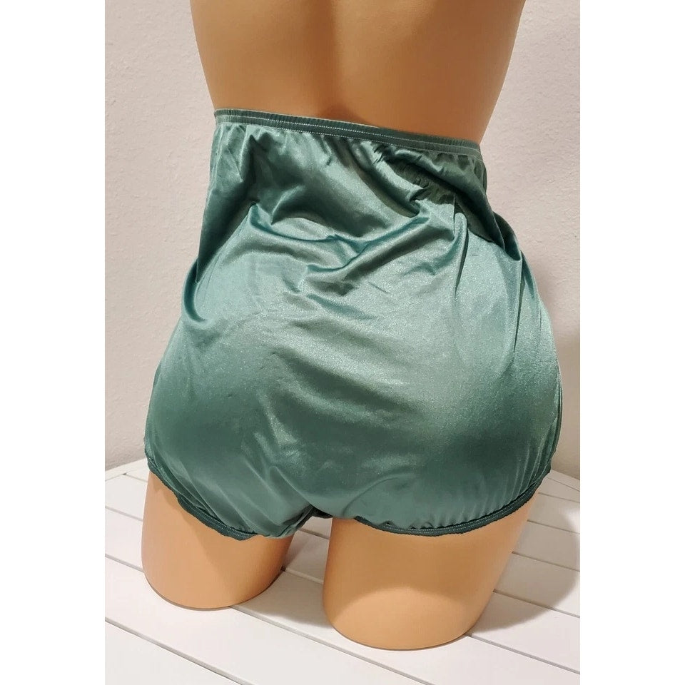 Vanity Fair Lace Nouveau Nylon Full Cut Panty Lace Shiny Forest Green