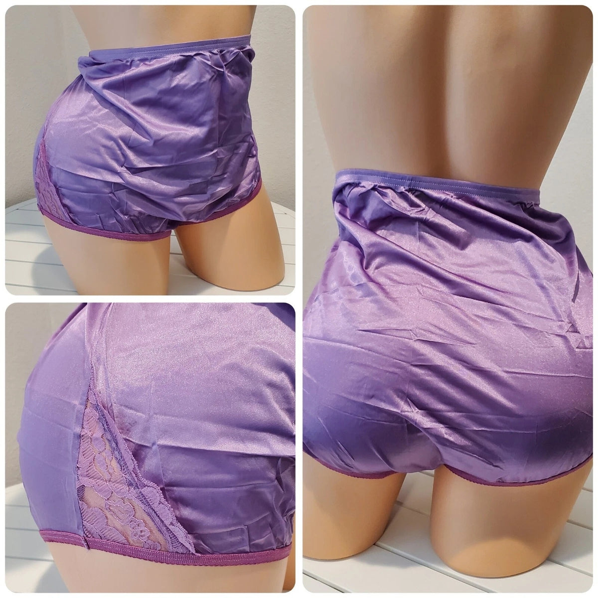 Vanity Fair Lace Nouveau Nylon Full Cut Panty Lace Shiny Purple Delight 9/2XL