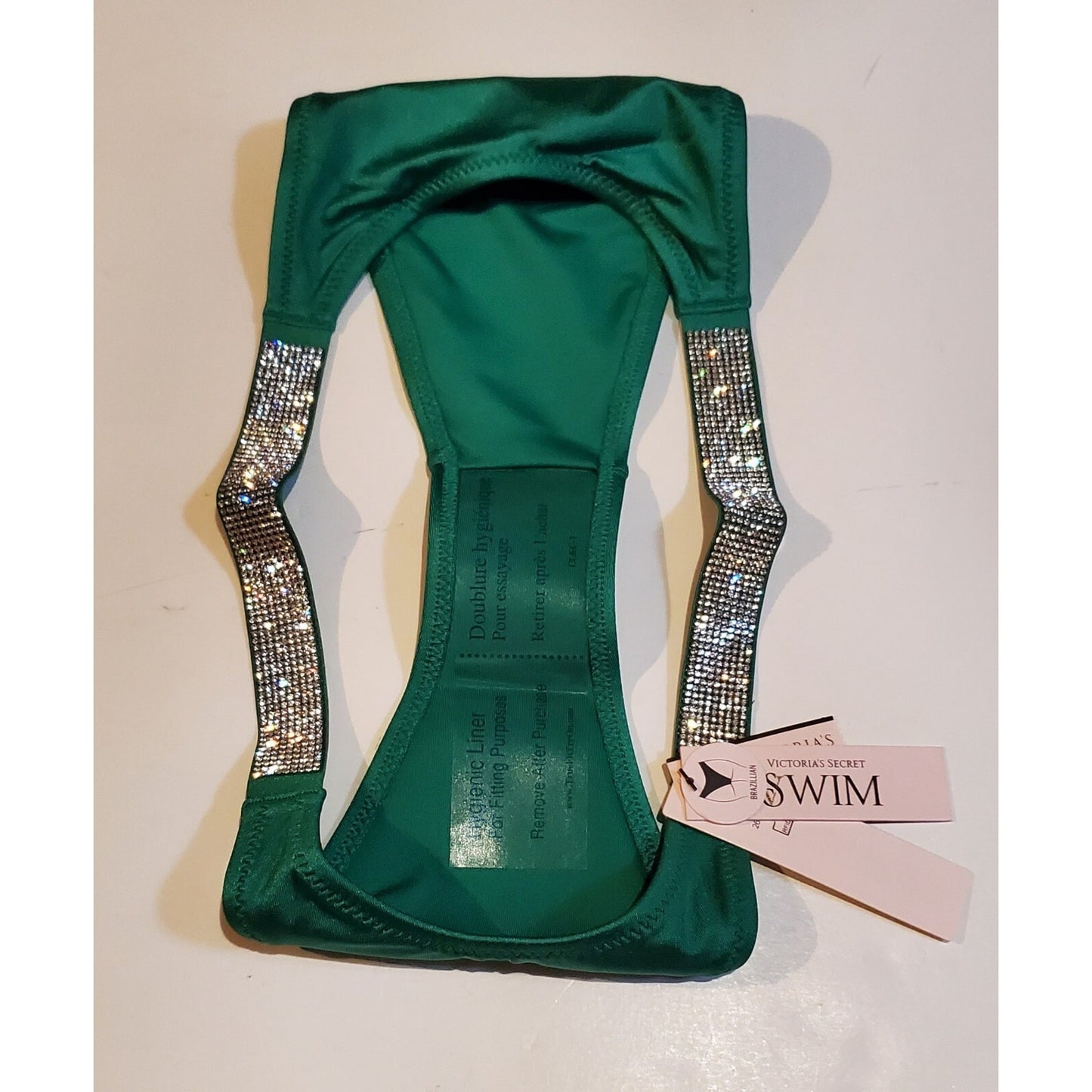 Victoria's Secret Shine Strap Brazilian Swim Bikini Green Clover XS