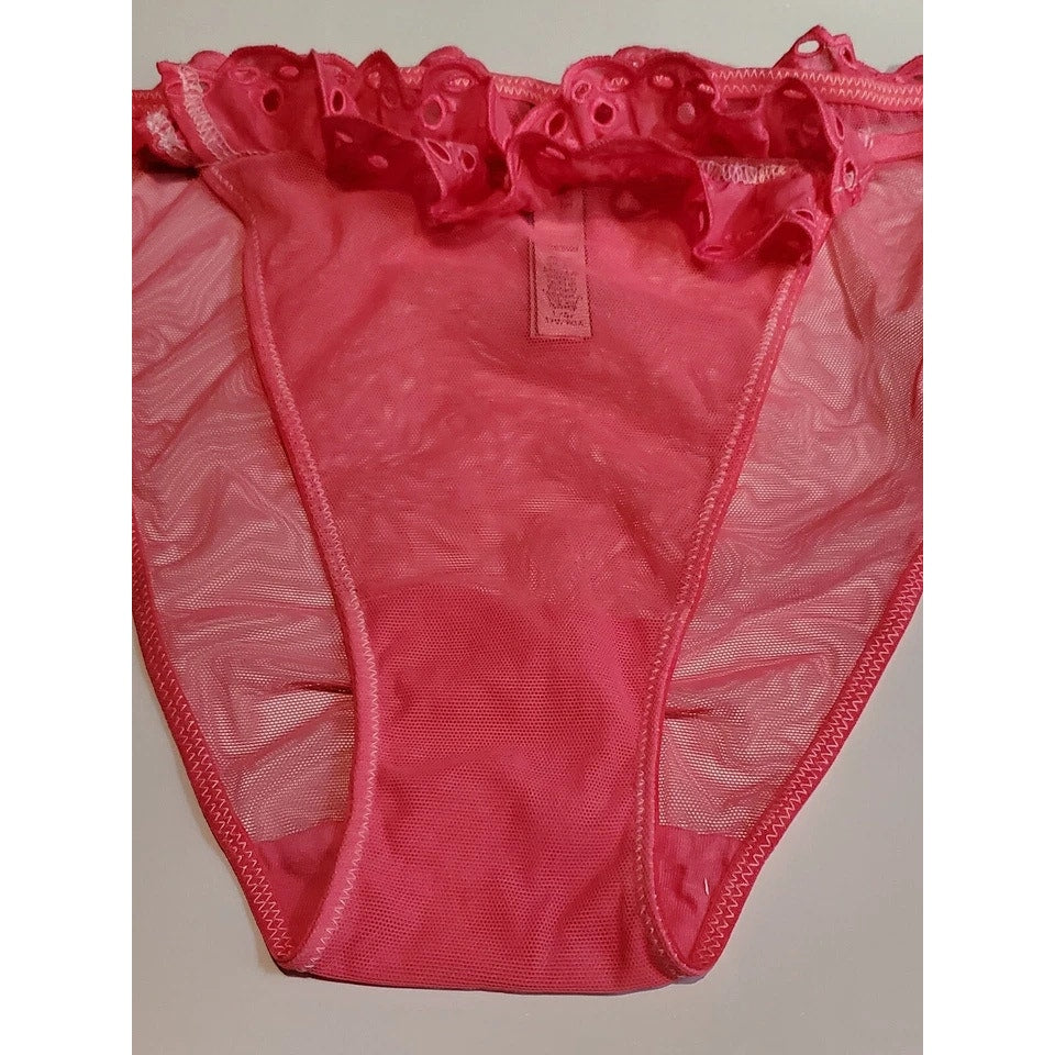 Victoria's Secret Dream Angels String Bikini Panty Sheer Ruffle Star Pink 7/L