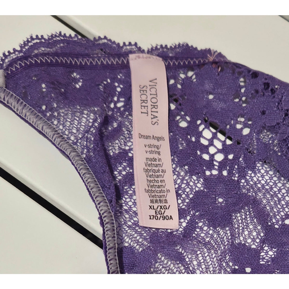 Victoria's Secret Dream Angels Shine Strap Shiny Thong Panty Imperial Purple 8