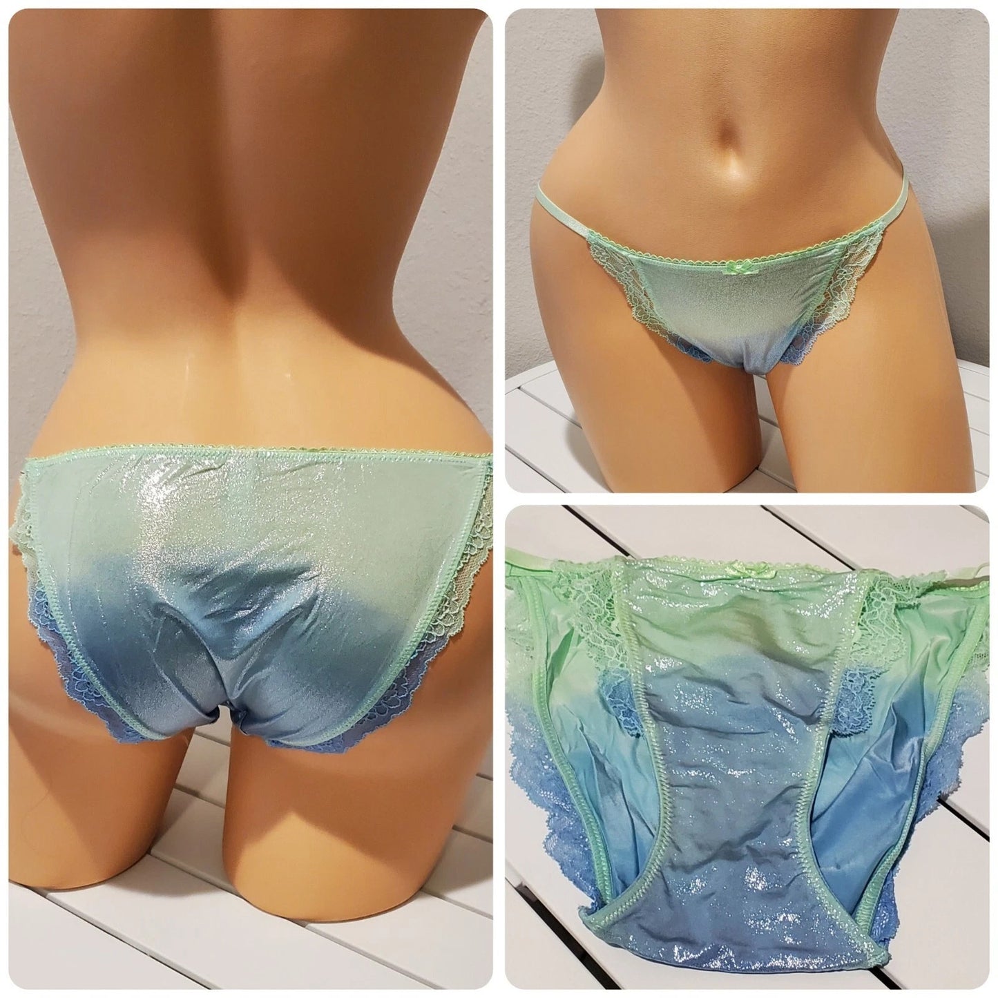 Victoria's Secret Dream Angels String Bikini Panty Ombre Caribbean Green Blue