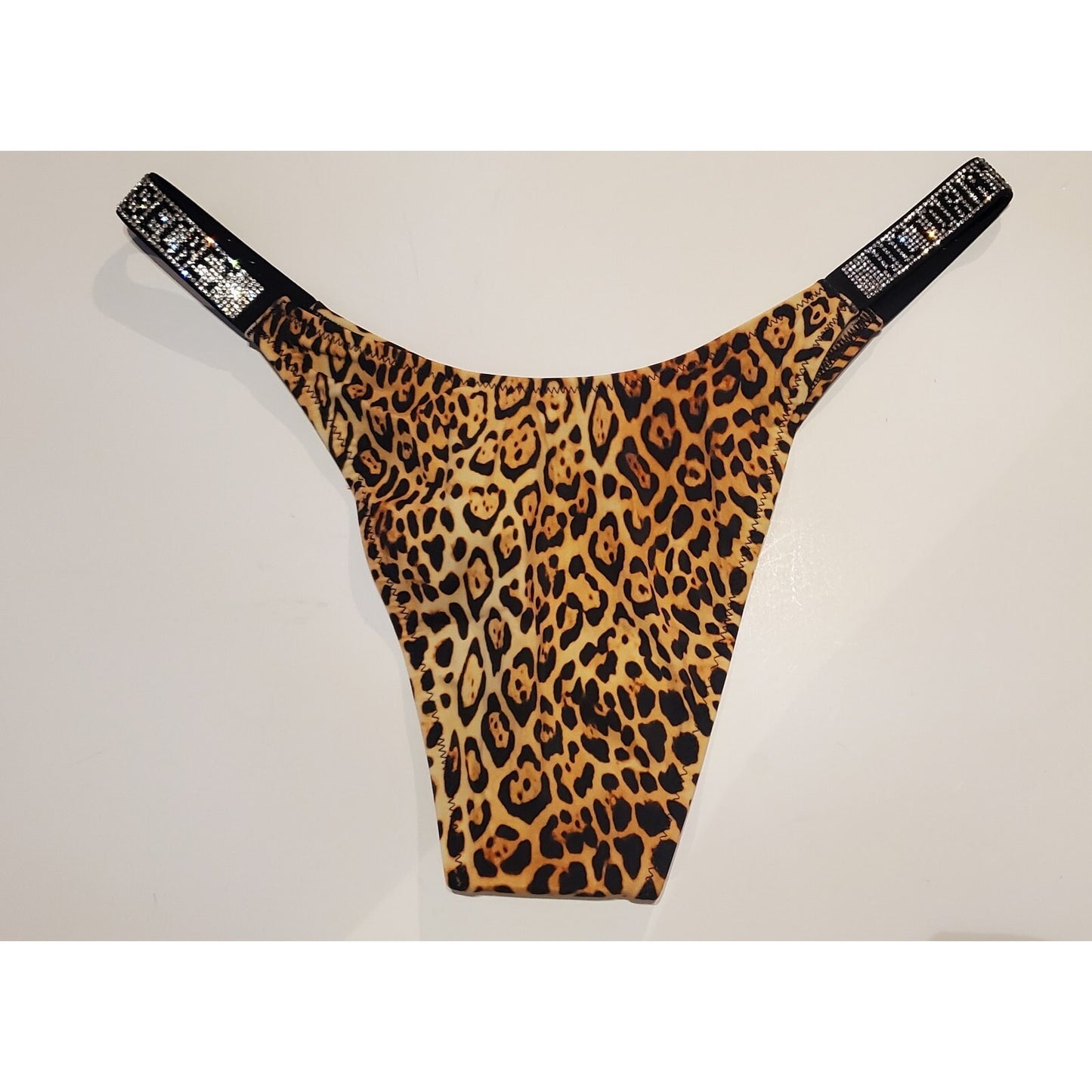 Victoria's Secret Swim Shine Brazilian Bikini Strap Leopard Print 8/XL