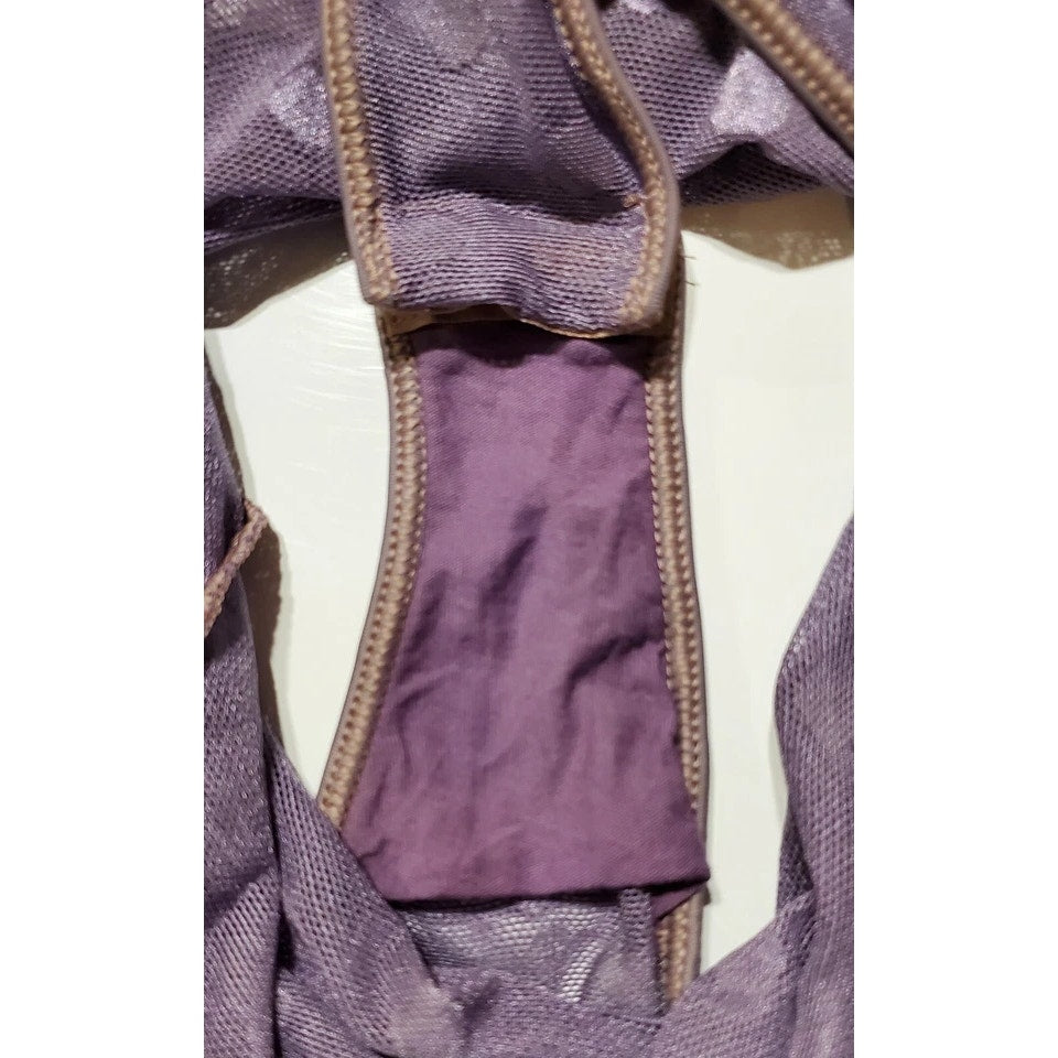 Victoria's Secret PINK Bodysuit Lingerie Polka Dot Snap Gusset Plum Purple 6/M