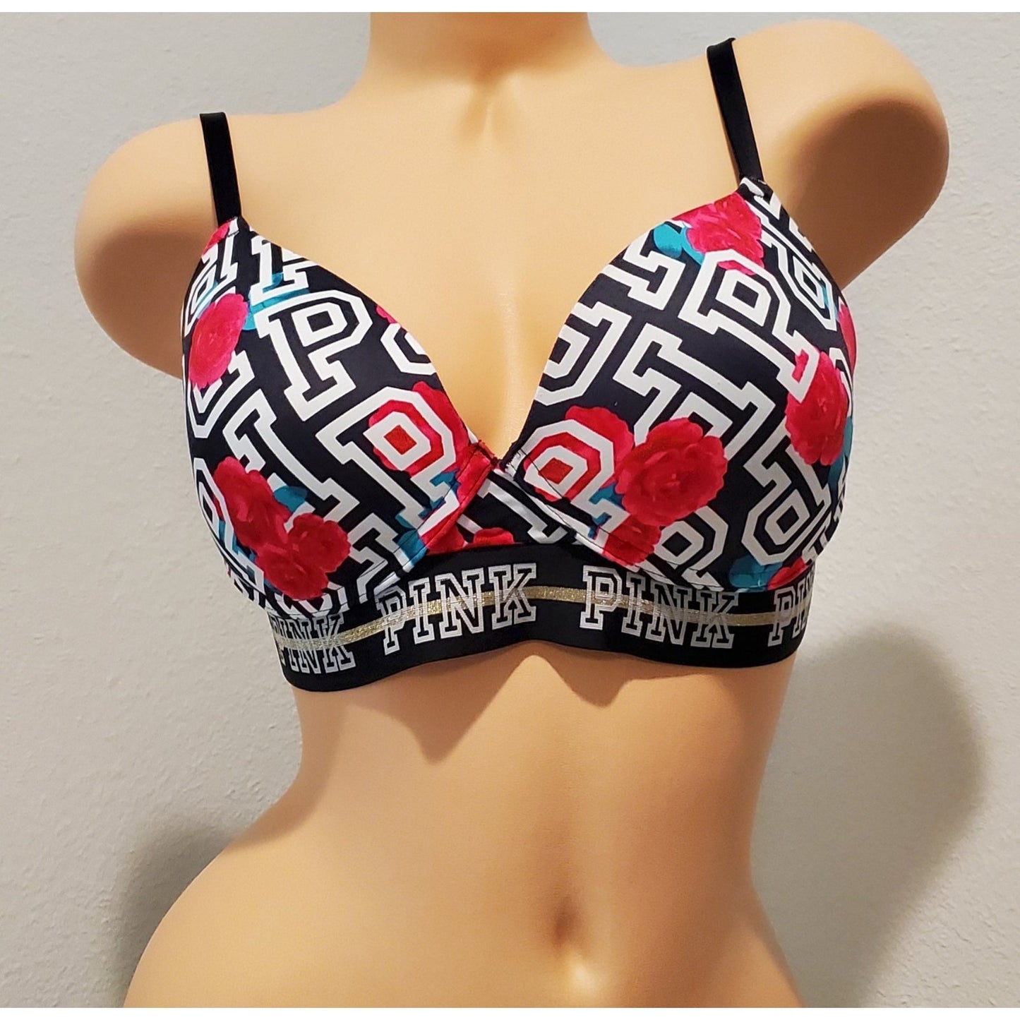 Victoria's Secret PINK Wear Everywhere Wireless Push-Up Bra Floral Print 36C