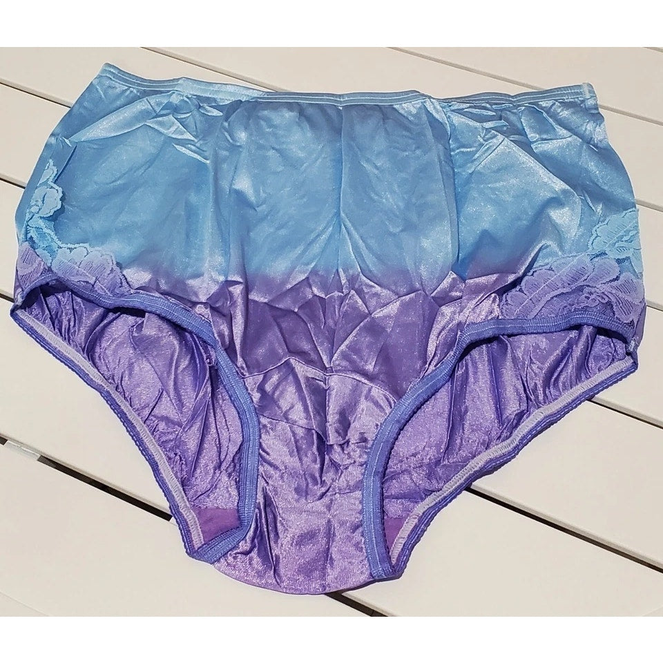 Vanity Fair Lace Nouveau Nylon Full Cut Panty Ombre Hypnotize Blue Purple 6/M