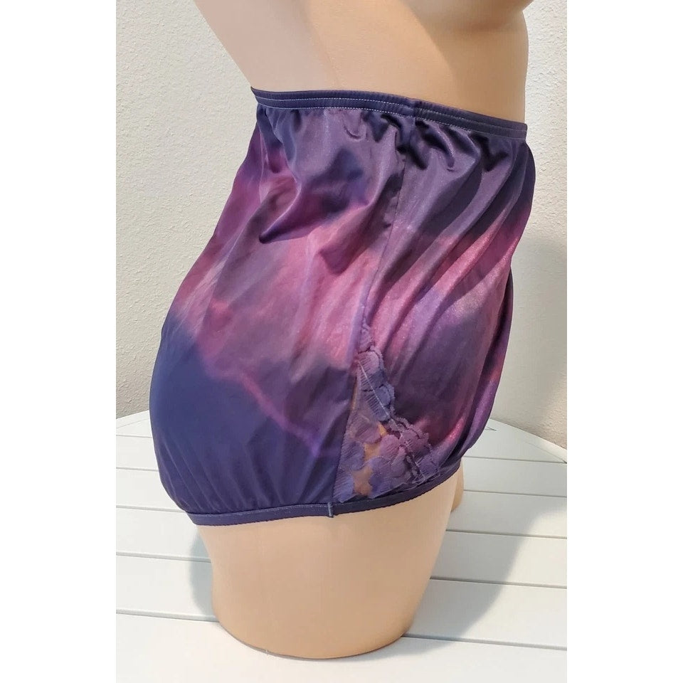 Vanity Fair Lace Nouveau Nylon Full Cut Panty Night Fall Purple Rainbow Shift 9