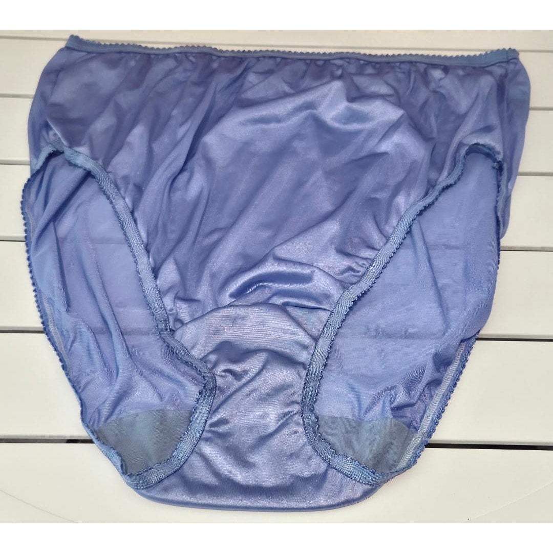 Shadowline 17842 Women's Hi Cut Panty Nylon Brief Full Coverage Maximum Blue