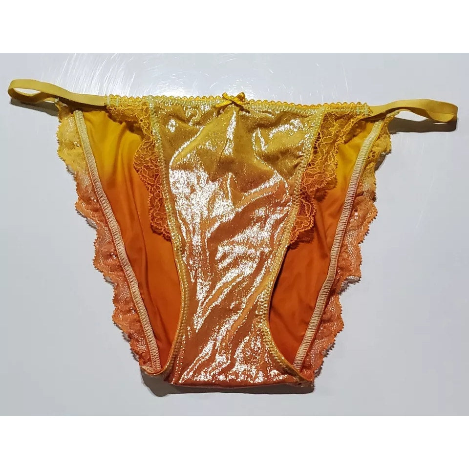 Victoria's Secret Dream Angels String Bikini Panty Shiny Ombre Fire Yellow Orange - Star Vintage & More