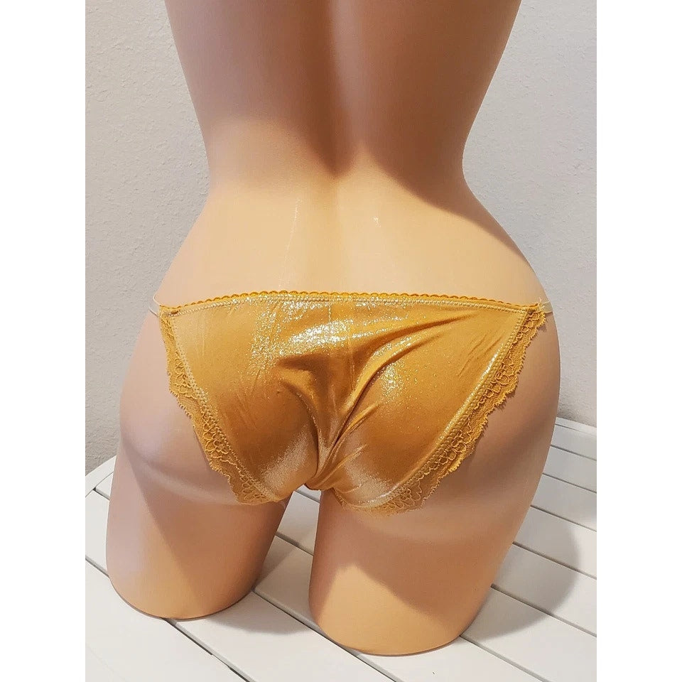 Victoria's Secret Dream Angels String Bikini Panty Shiny Orange Cantaloupe XS