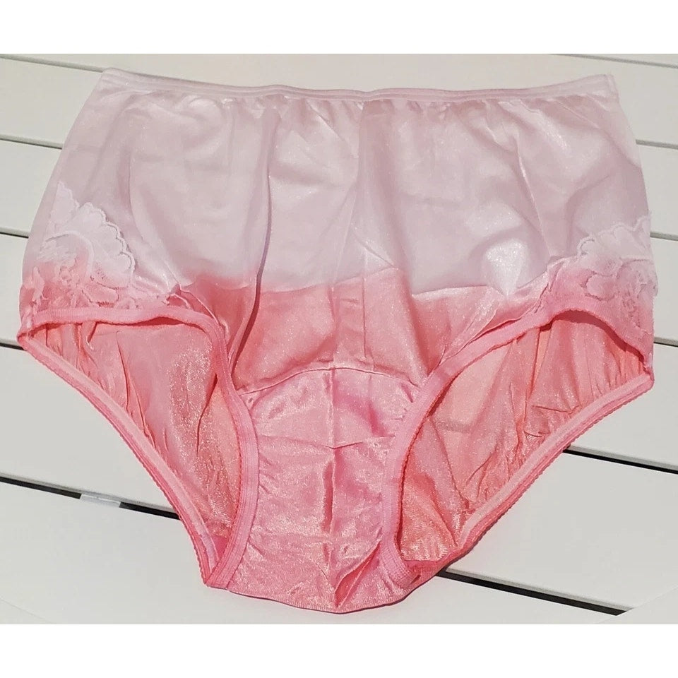 Vanity Fair Lace Nouveau Nylon Full Cut Panty Lace Shiny Ombre Magic Pink