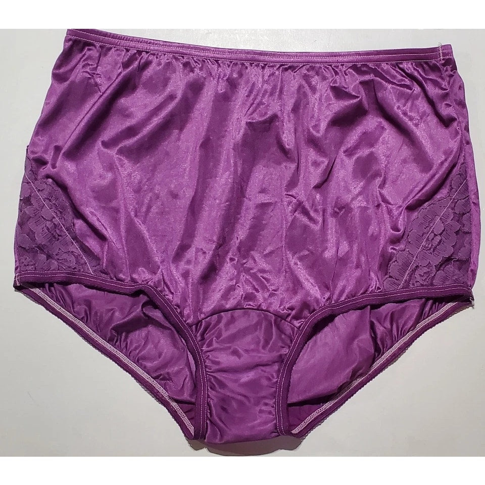 Vanity Fair Lace Nouveau Nylon Full Cut Panty Lace Shiny Queen Purple