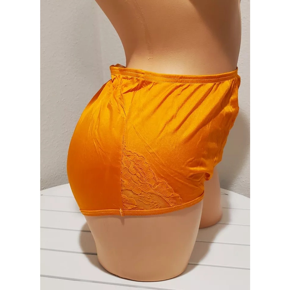 Vanity Fair Lace Nouveau Nylon Full Cut Panty Lace Shiny Orange Shock