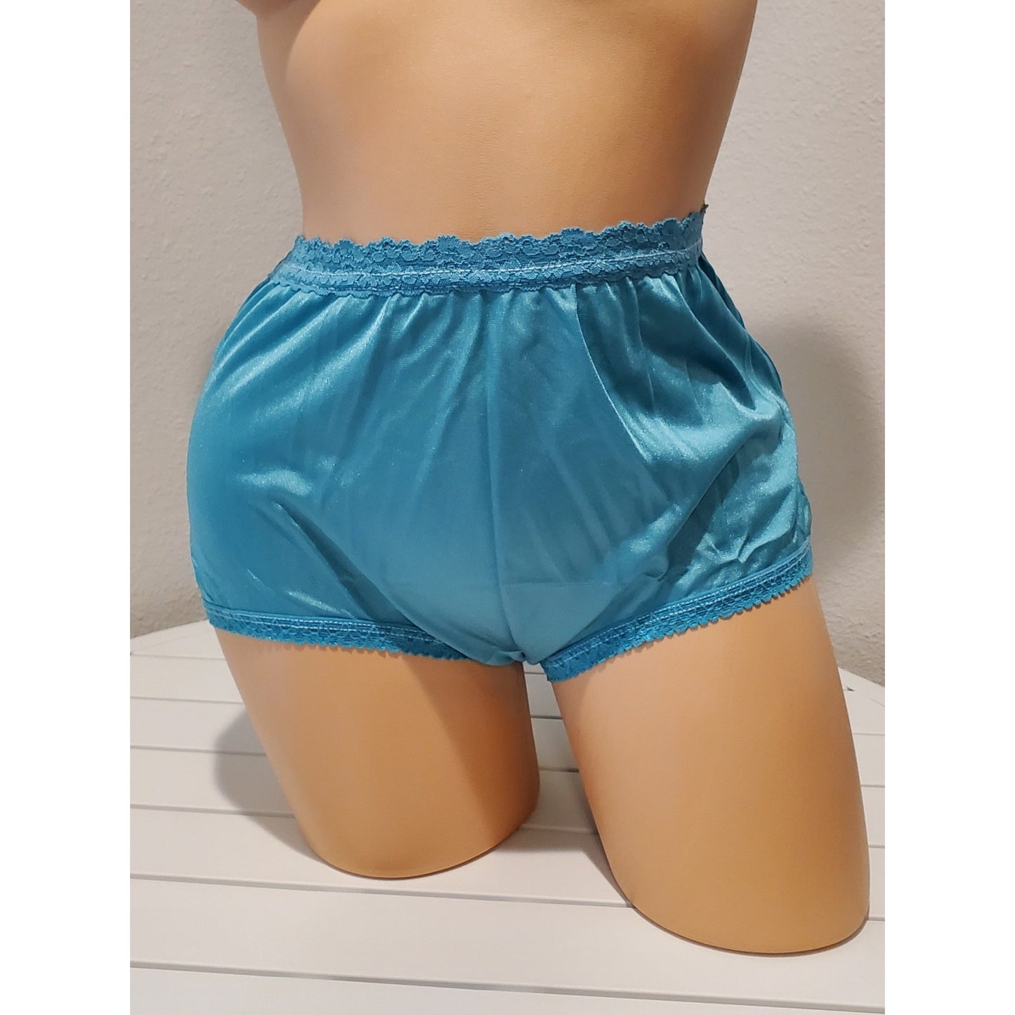 Cotillion Nylon Lace Full Cut Brief Panty Turquoise Topaz Blue 6/M