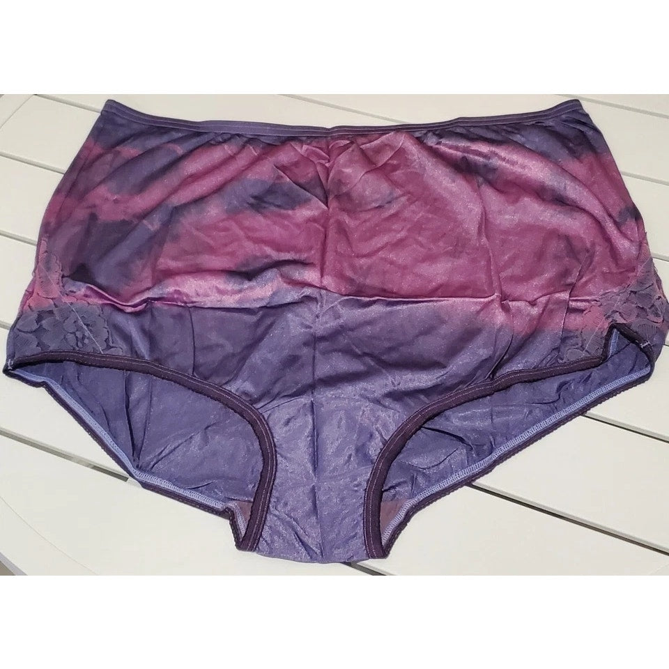 Vanity Fair Lace Nouveau Nylon Full Cut Panty Rainbow Shift Purple Trip 9/2XL