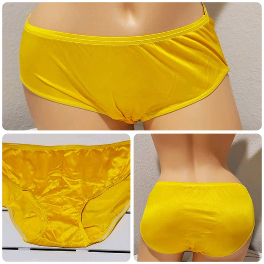 Shadowline 11032 Bikini Panty Shiny Nylon Full Cut Silky Carnation Yellow - Star Vintage & More Star Vintage And More LLC