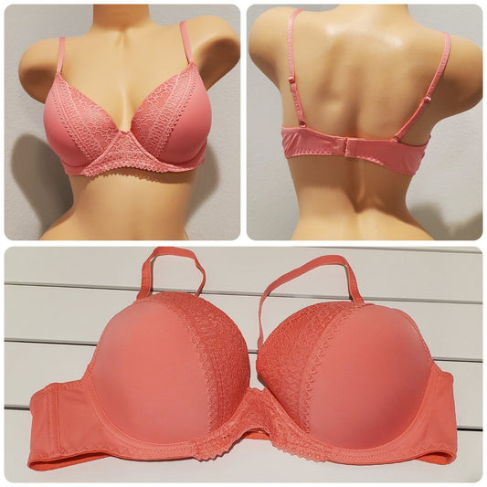 Laura Ashley 6336-28 Floral Lace Push-Up Bra Padded Pink 38C Star Vintage And More LLC