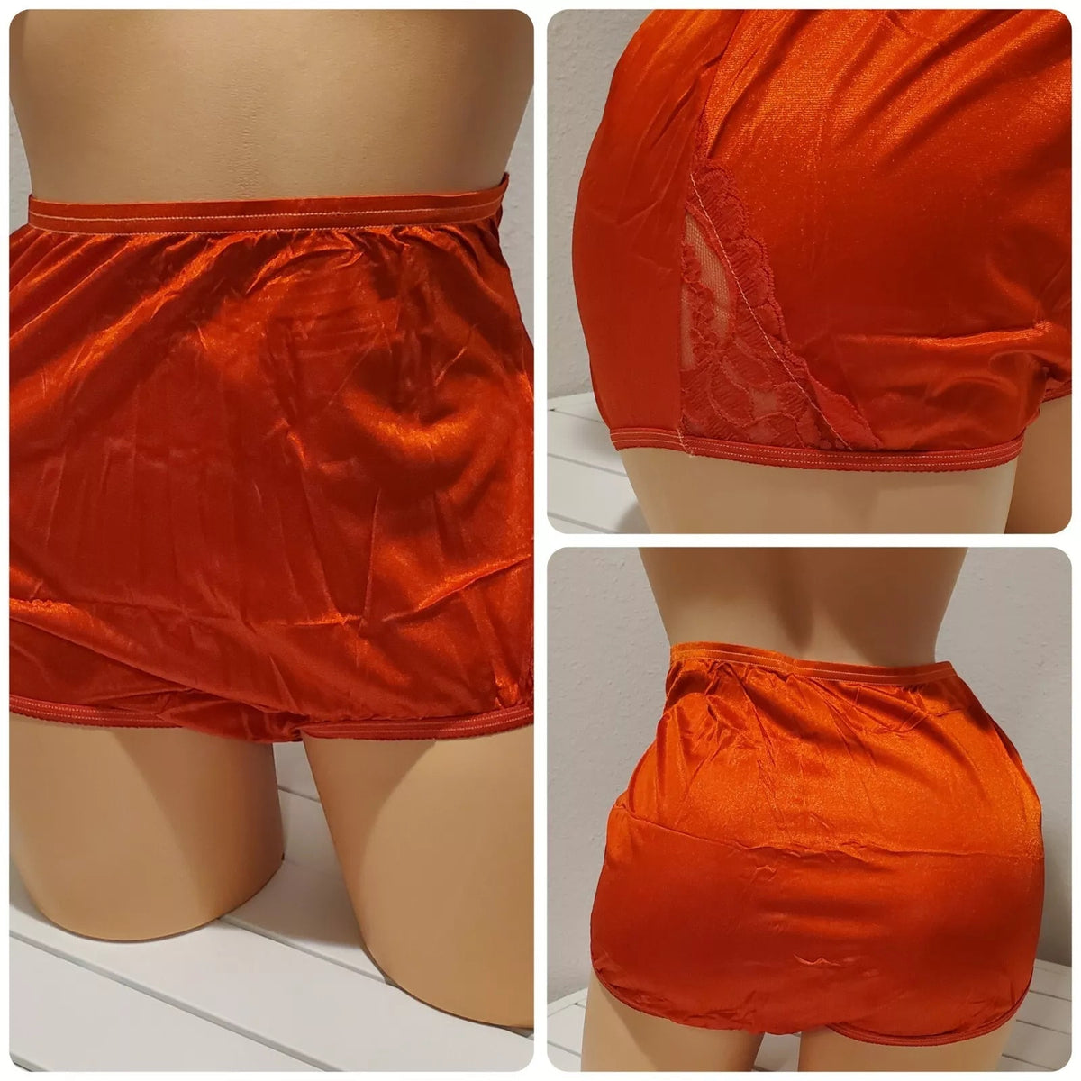 Vanity Fair Lace Nouveau Nylon Full Cut Panty Lace Shiny Orange PSL 2