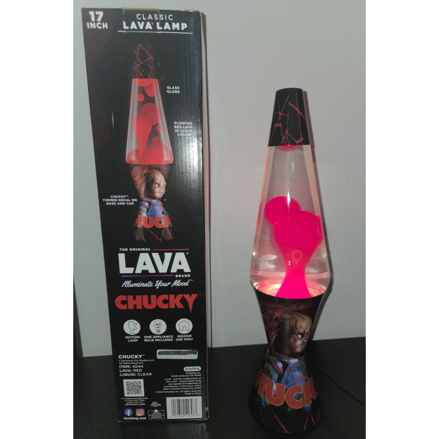 New Lava Lamp Chucky Child's Play 17" Lava 32 Oz Red Wax Clear Liquid Horror