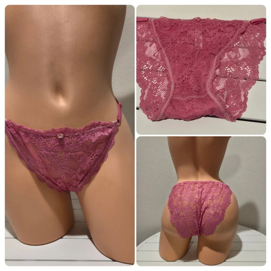 Victoria's Secret Dream Angels String Bikini Panty All Lace Hyper Pink 8/XL - Star Vintage & More Star Vintage And More LLC