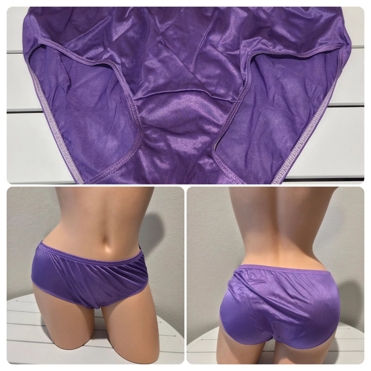Shadowline 11032 Bikini Panty Shiny Nylon Full Cut Silky Imperial Purple