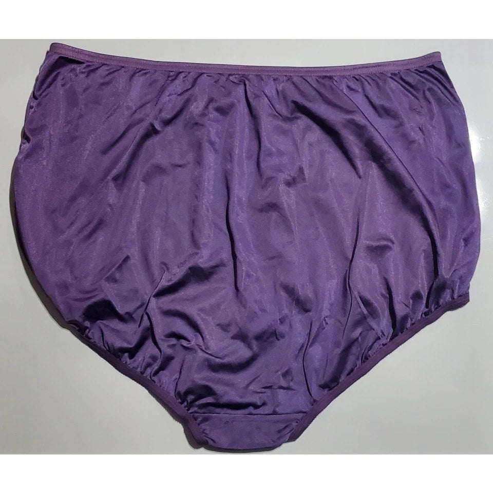 Vanity Fair Lace Nouveau Nylon Full Cut Panty Lace Shiny Plumeria Purple
