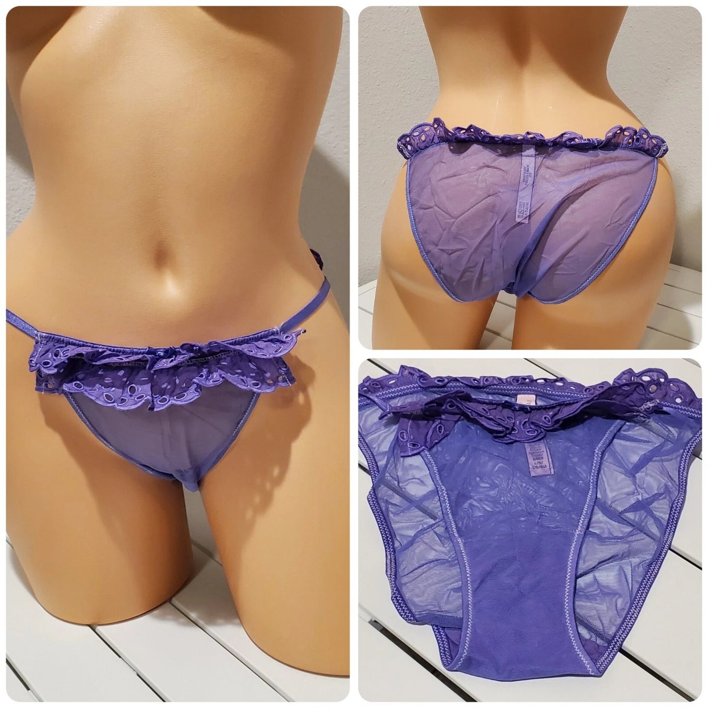 Victoria's Secret Dream Angels String Bikini Panty Sheer Ruffle Purple Jasmine 7