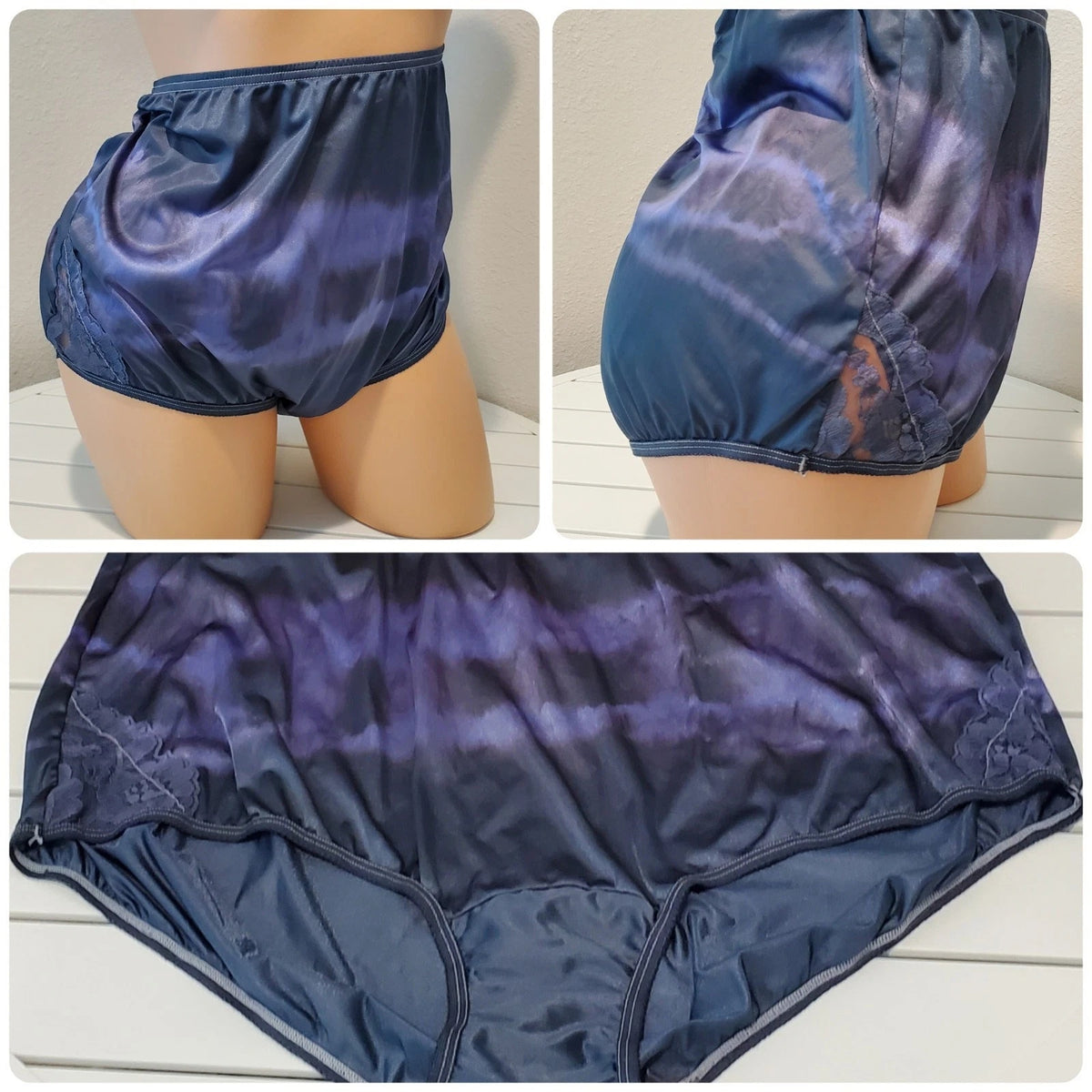 Vanity Fair Lace Nouveau Nylon Full Cut Panty Blue Kiss Rainbow Shift 12/5XL