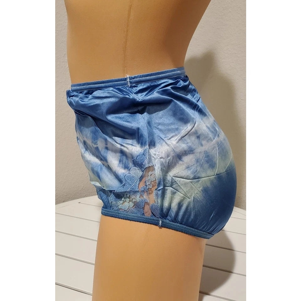 Vanity Fair Lace Nouveau Nylon Full Cut Panty Shiny Rainbow Ombre Green On Blue