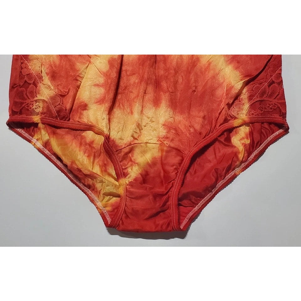 Vanity Fair Lace Nouveau Nylon Full Cut Panty Shiny Yellow Red Rainbow Edge 6/M