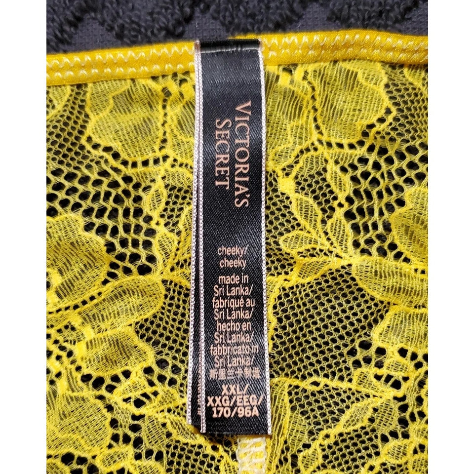 Victoria's Secret Shine Strap Cheeky Panty All Lace Back Shiny Carnation Yellow
