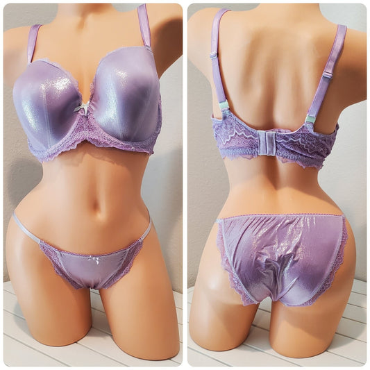 Victoria's Secret Dream Angels Bra & String Bikini Set 36DD 6/M PURPLE Glacier Star Vintage And More LLC