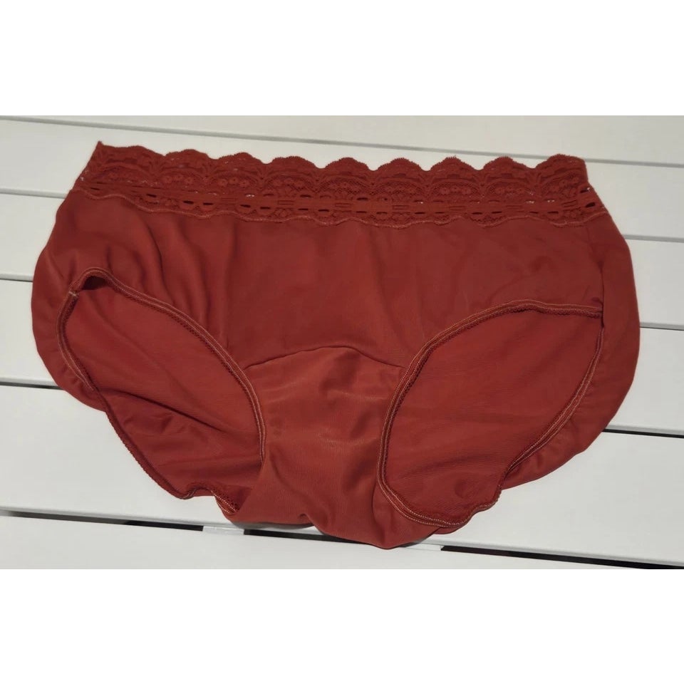 Olga Secret Hug Full Coverage Brief Panty Nylon Silky Red Candy Apple