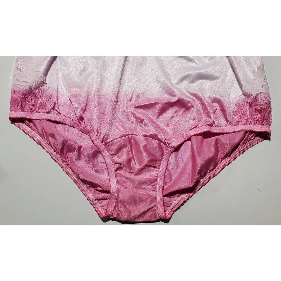 Vanity Fair Lace Nouveau Nylon Full Cut Panty Lace Shiny Ombre Vixen Pink