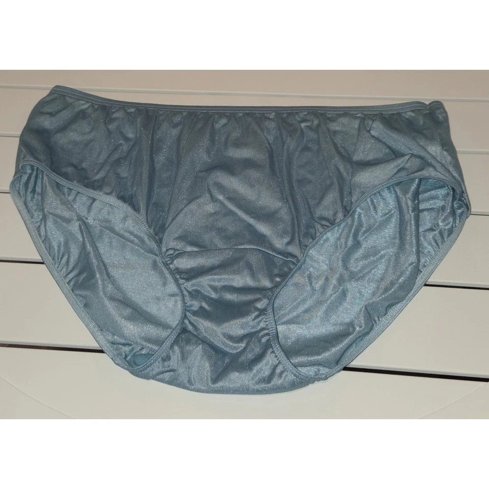 Shadowline 11032 Bikini Panty Shiny Nylon Full Cut Silky Bahama Blue 10/3XL