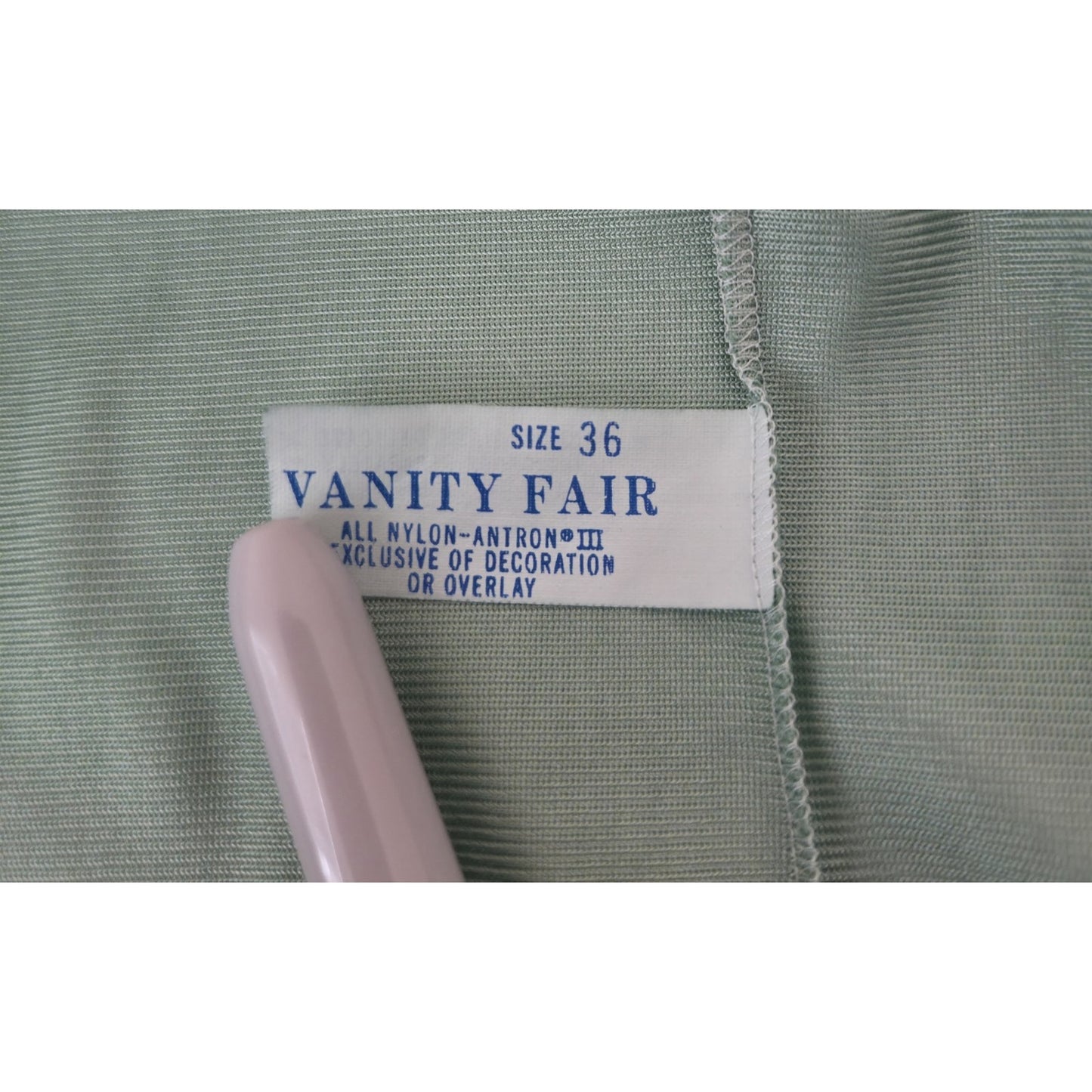 Vanity Fair Vintage Antron III Nylon Camisole Floral Lace Made in USA Green 36
