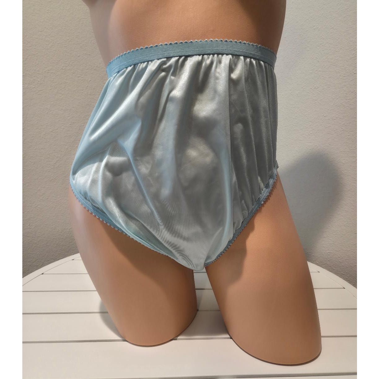 Shadowline 17842 Women's Hi Cut Panty Nylon Brief Full Coverage Morning Sky Blue