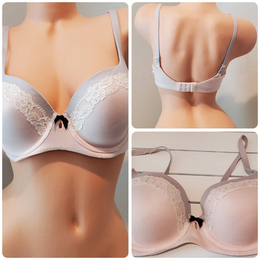 Victoria's Secret Body by Victoria Vintage Shine Lace Push-Up Bra Pink Gray 34D Star Vintage And More LLC
