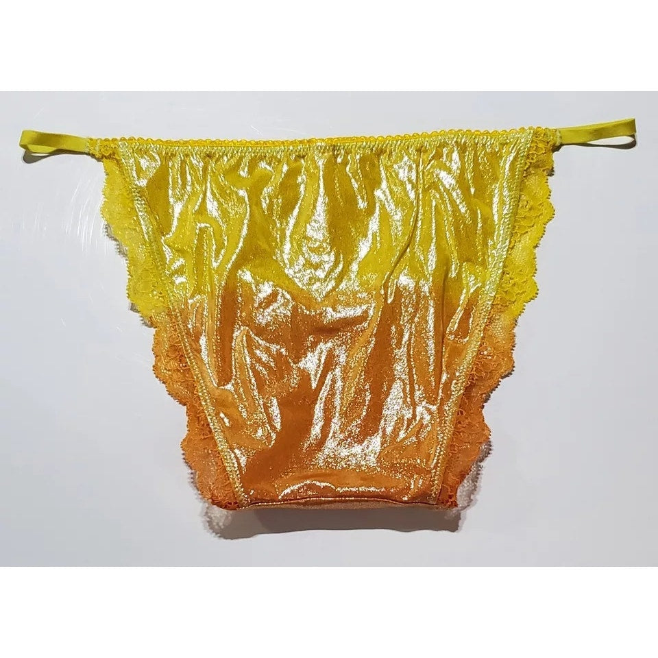 Victoria's Secret Dream Angels String Bikini Panty Shiny Lace Trim Caliente Ombre