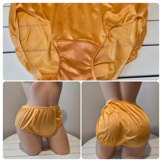 Shadowline 11032 Bikini Panty Shiny Nylon Full Cut Silky Tango Orange 10/3XL - Star Vintage & More Star Vintage And More LLC
