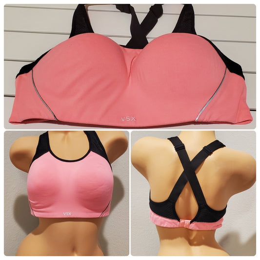 Victoria's Secret VSX Vintage Racerback Sports Bra Pink Black 38C Star Vintage And More LLC