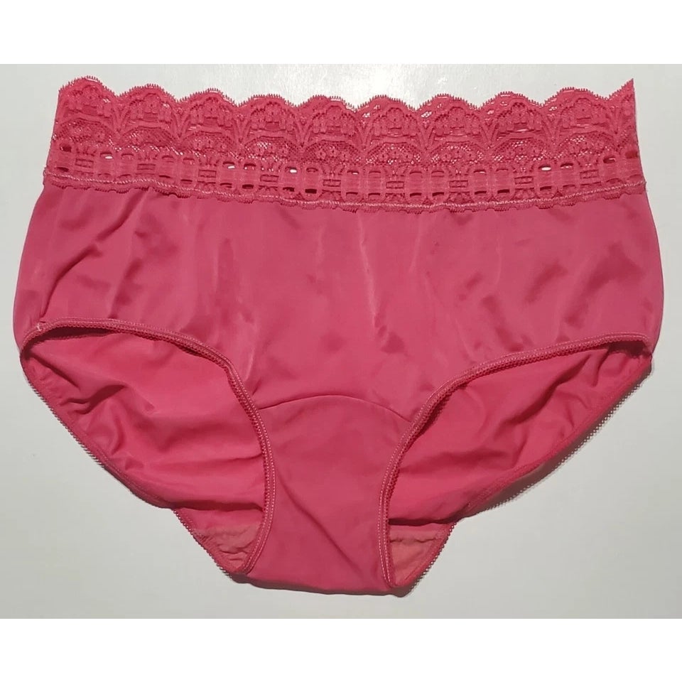 Olga Secret Hug Full Coverage Brief Panty Nylon Pink Blush 8/XL